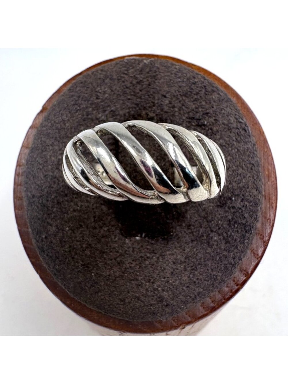 VTG Sterling Silver 925 Open Ribbed Design Tapered Band Ring Size 8.75
